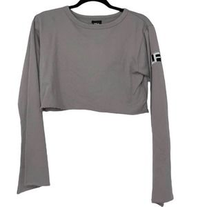 LF THE BRAND GRAY CROPPED LONG SLEEVE LIGHTWEIGHT TOP SMALL